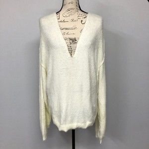 Free People Women Long Sleeve Pullover Sweater Top Size Large V-Neck M023 -18